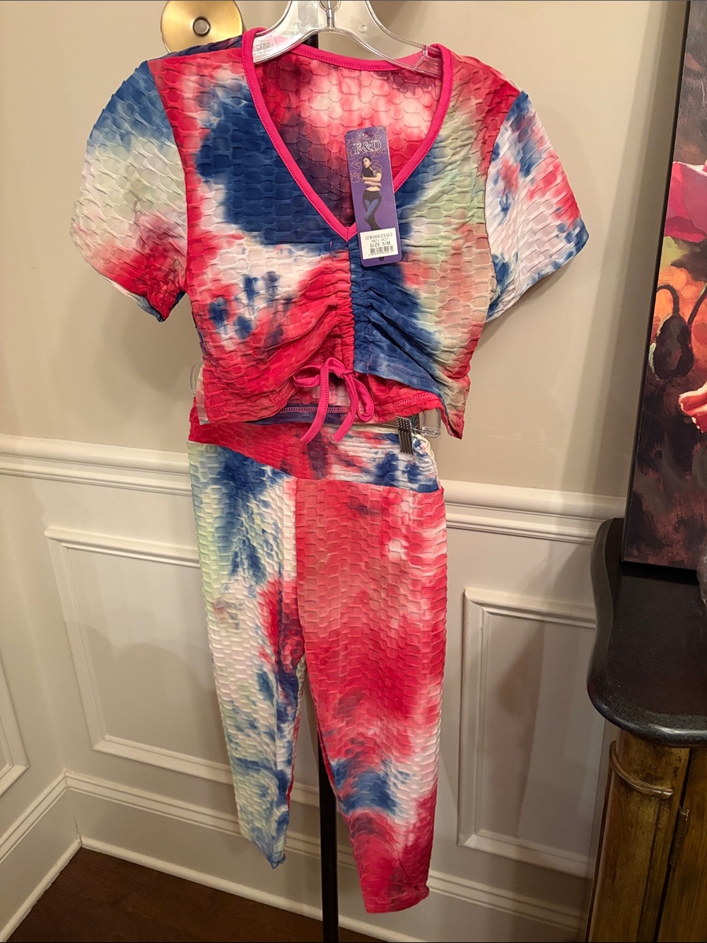 NWT bundle 2 sets of 2 different  colors Tie-Dye  Crop Top and Jogger Sets